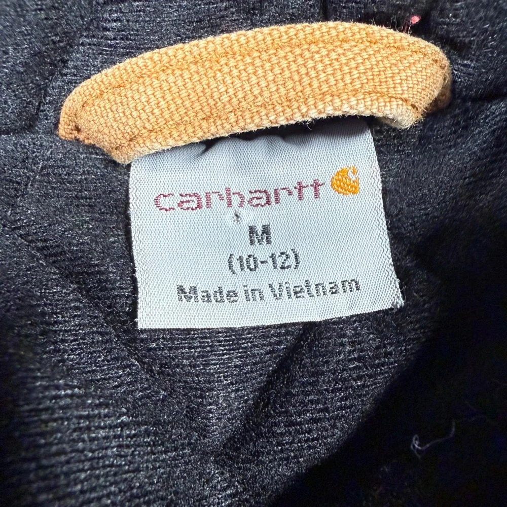 Carhartt Active Jacket Boys M 10-12 Brown Duck Canvas‎ Quilted Faded Distressed